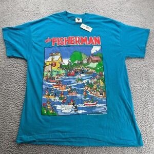 Vintage Rare SS John‎ Holladay "Fisherman" Graphic Tshirt XL NWT 1991